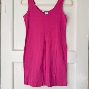 Vintage 80s Vibrant Pink Fitted Sleeveless Dress